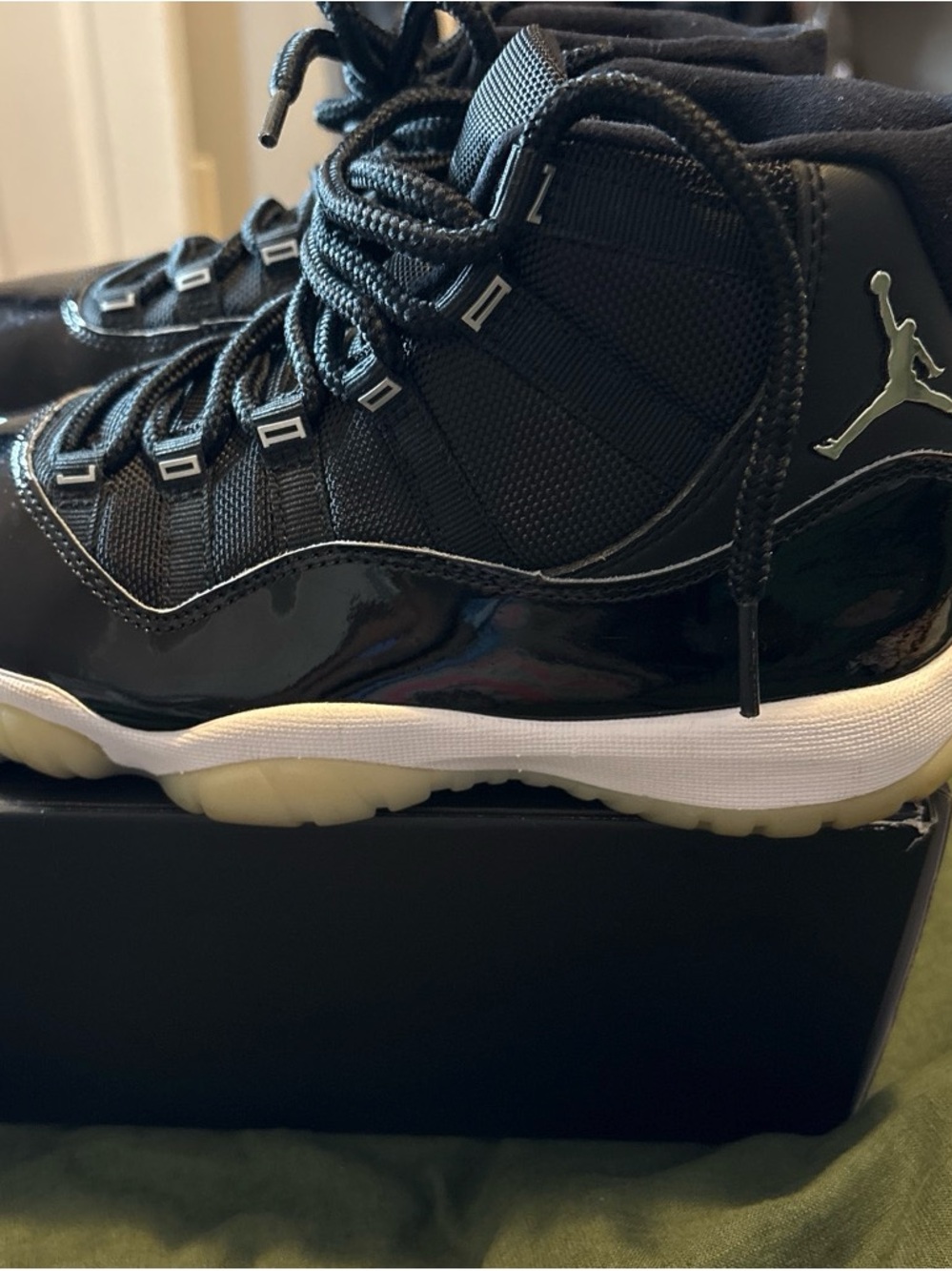 Jordan women Black Patent Leather High-Top Sneakers